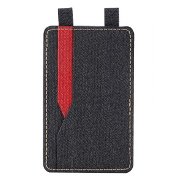 MRC037 PU Leather Phone Card Holder ID Credit Card Pocket Stick On Wallet with Dual-Loop Design - Black+Red