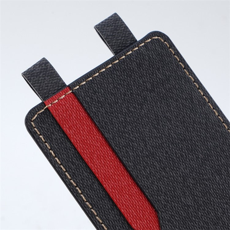 MRC037 PU Leather Phone Card Holder ID Credit Card Pocket Stick On Wallet with Dual-Loop Design - Black+Red