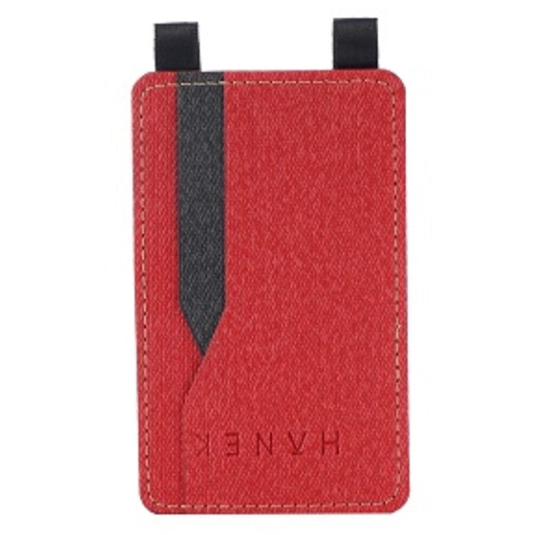 MRC037 PU Leather Phone Card Holder ID Credit Card Pocket Stick On Wallet with Dual-Loop Design - Red+Black