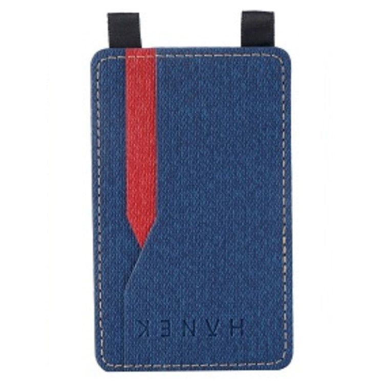 MRC037 PU Leather Phone Card Holder ID Credit Card Pocket Stick On Wallet with Dual-Loop Design - Blue+Red