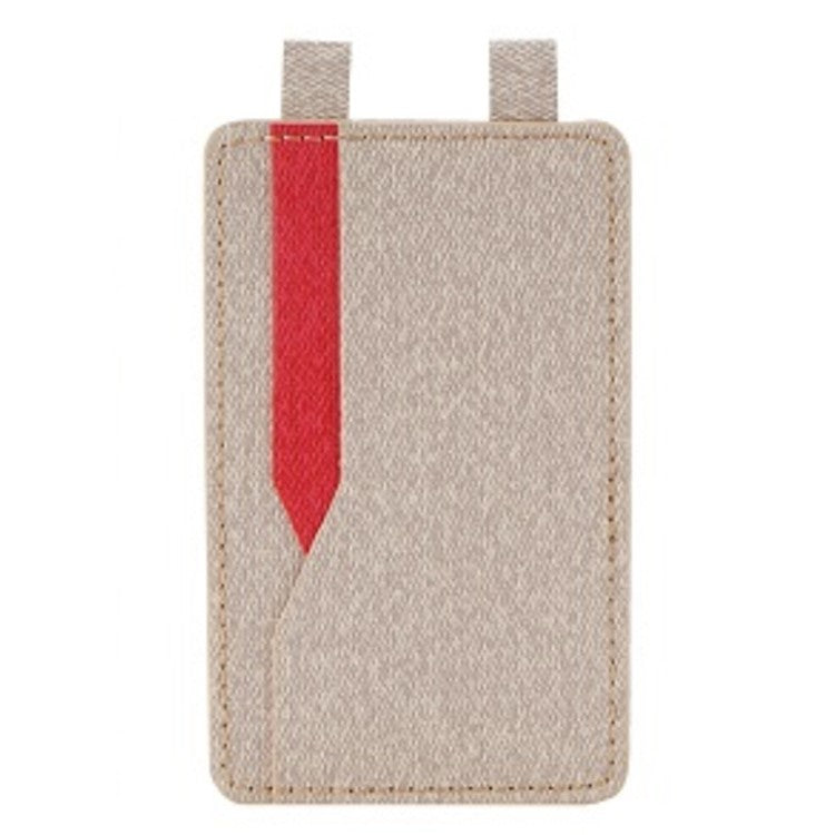 MRC037 PU Leather Phone Card Holder ID Credit Card Pocket Stick On Wallet with Dual-Loop Design - Beige+Red