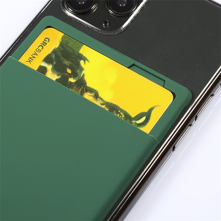 MRC029 Phone Card Holder Adhesive Stick-on Silicone Phone Wallet Card Pocket - Blackish Green