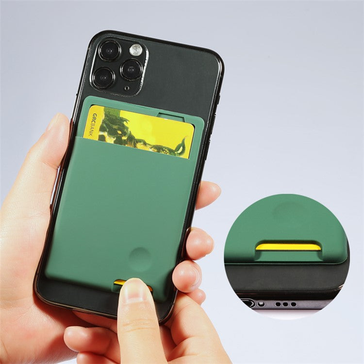 MRC029 Phone Card Holder Adhesive Stick-on Silicone Phone Wallet Card Pocket - Blackish Green