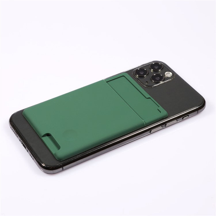 MRC029 Phone Card Holder Adhesive Stick-on Silicone Phone Wallet Card Pocket - Blackish Green