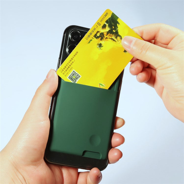 MRC029 Phone Card Holder Adhesive Stick-on Silicone Phone Wallet Card Pocket - Blackish Green