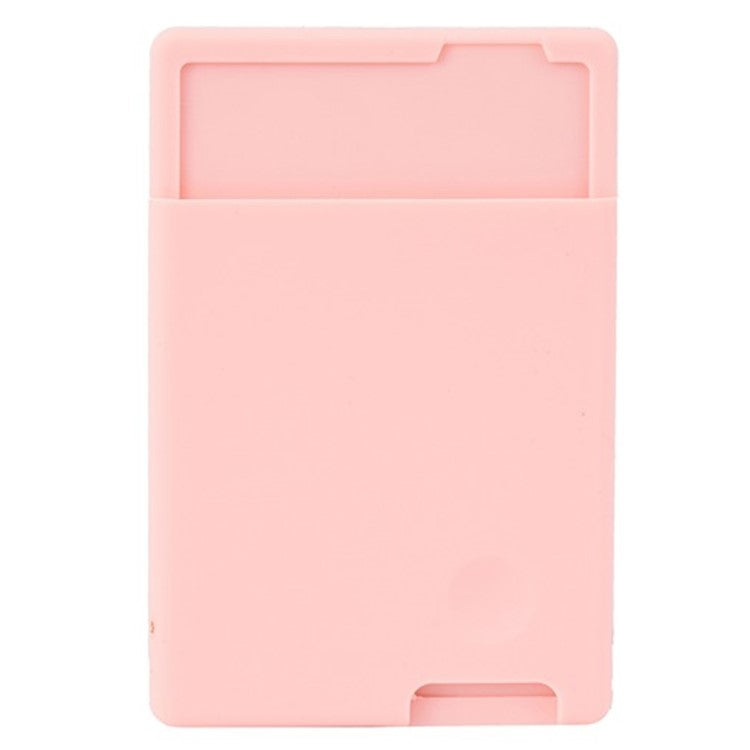 MRC029 Phone Card Holder Adhesive Stick-on Silicone Phone Wallet Card Pocket - Pink