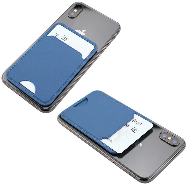 MRC029 Phone Back Card Holder Distinctive Notch Silicone Card Cover Adhesive Card Bag - Blue