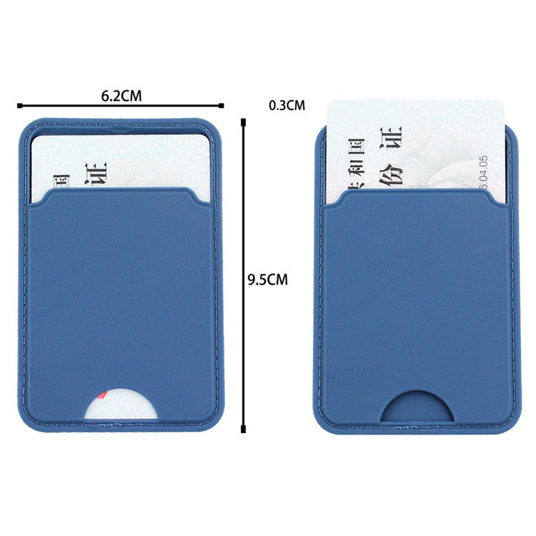 MRC029 Phone Back Card Holder Distinctive Notch Silicone Card Cover Adhesive Card Bag - Blue