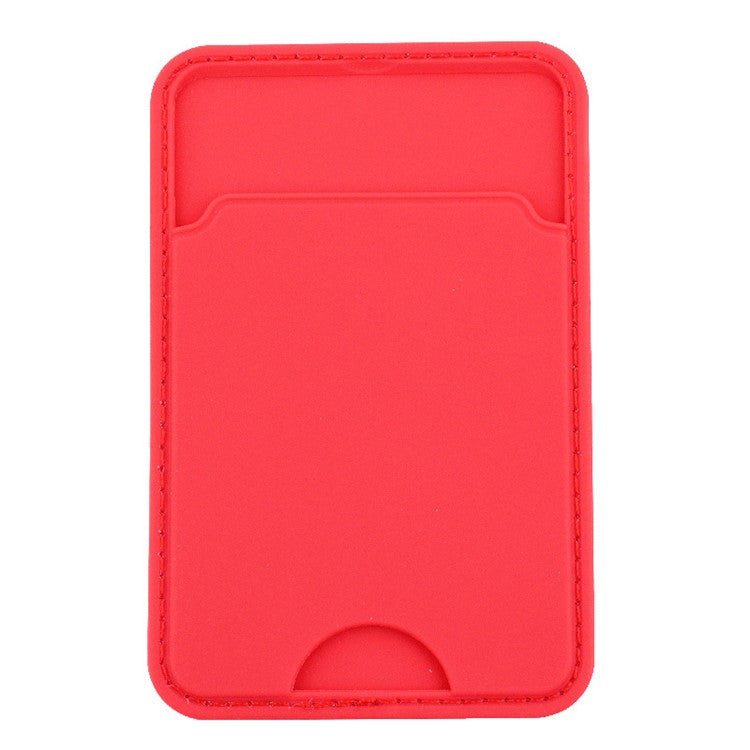 MRC029 Phone Back Card Holder Distinctive Notch Silicone Card Cover Adhesive Card Bag - Red