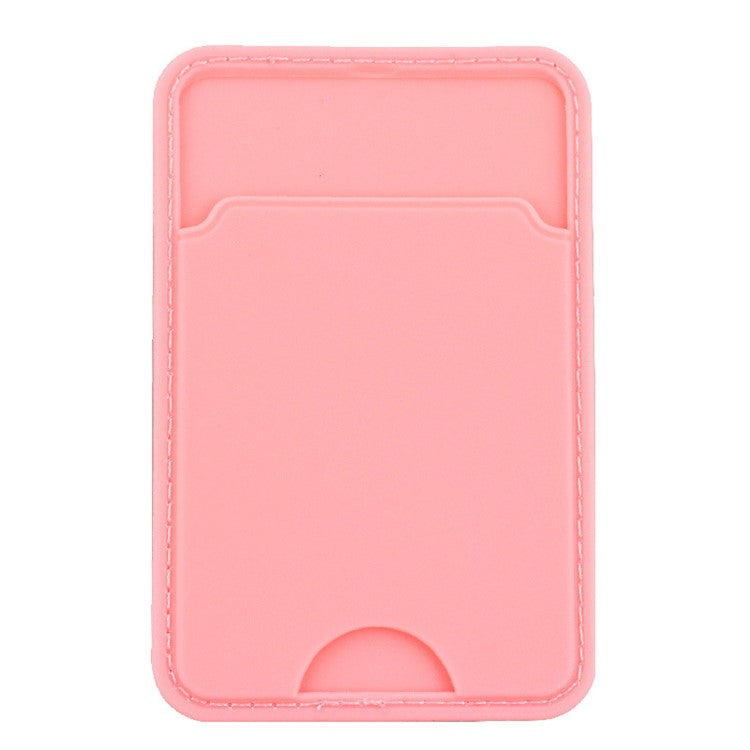 MRC029 Phone Back Card Holder Distinctive Notch Silicone Card Cover Adhesive Card Bag - Pink