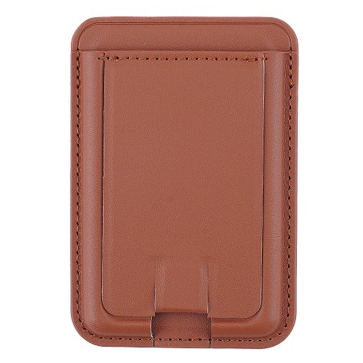 MRC048 Magnetic Card Holder Compatible with Magsafe Detachable Pocket Sleeve Kickstand - Brown