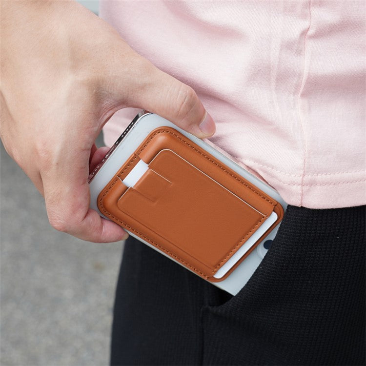 MRC048 Magnetic Card Holder Compatible with Magsafe Detachable Pocket Sleeve Kickstand - Orange