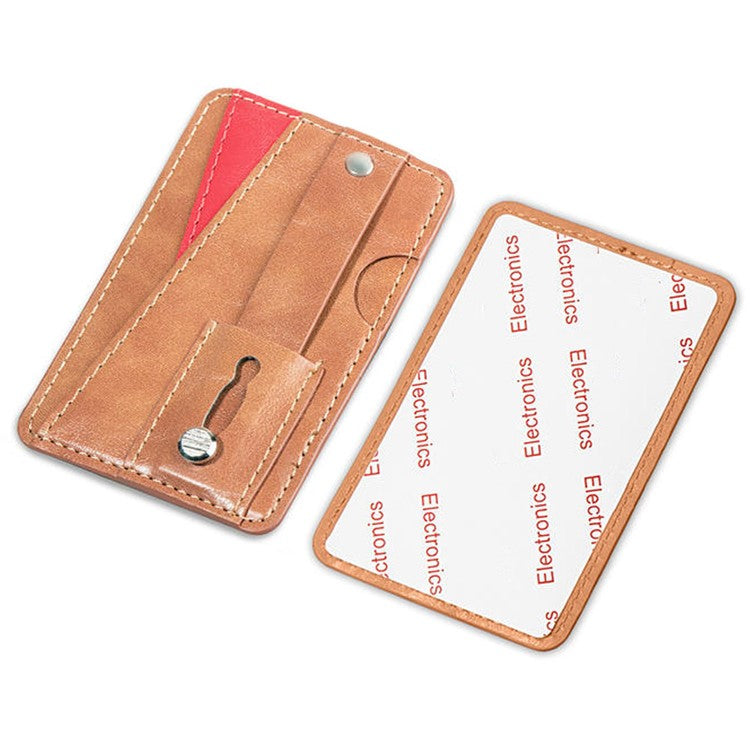 MRC-C1 Adhesive Phone Pocket Push Pull Cell Phone Stick-on Card Holder Sleeve - Brown