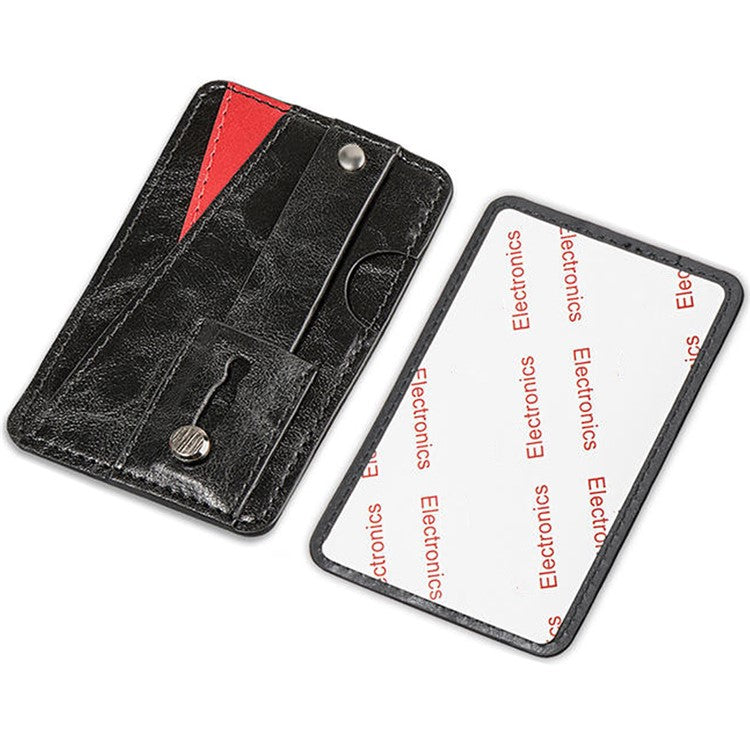 MRC-C1 Adhesive Phone Pocket Push Pull Cell Phone Stick-on Card Holder Sleeve - Black