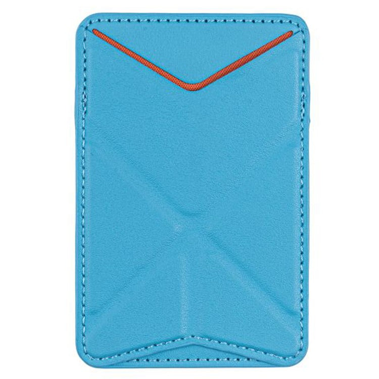 MRC051 Phone Card Holder with Origami Kickstand Adhesive Phone Wallet Pouch Sleeve Stick-on Leather Case - Sky Blue