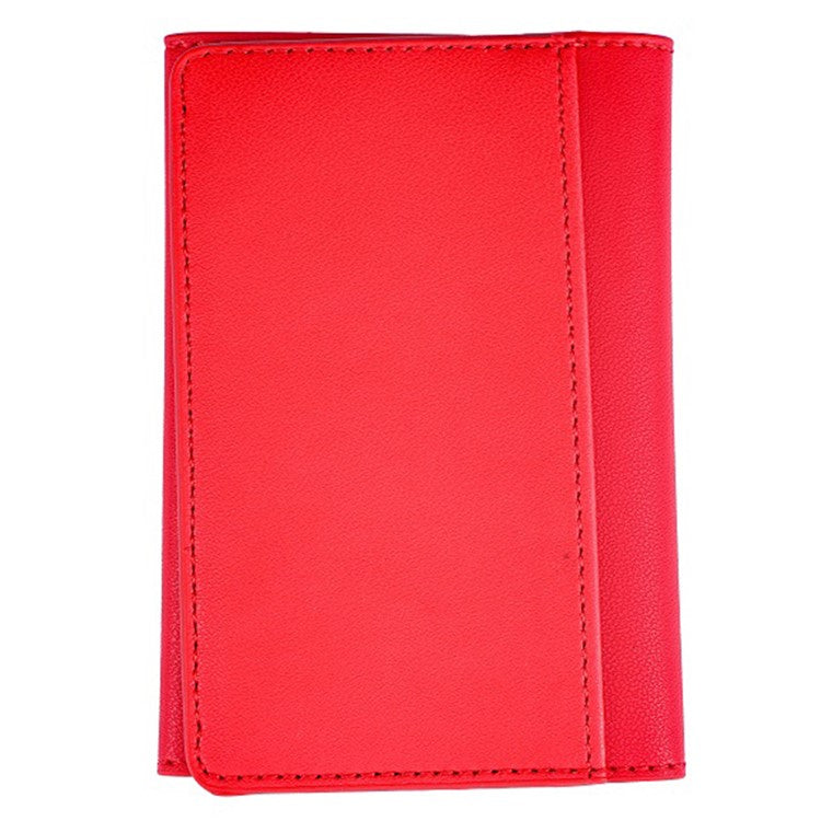 MRC053 Phone Card Holder Four-fold Wallet Magnetic Card Sleeve Pocket Leather Cell Phone Pouch - Red