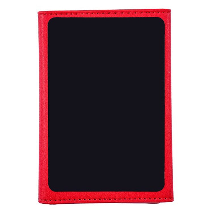 MRC053 Phone Card Holder Four-fold Wallet Magnetic Card Sleeve Pocket Leather Cell Phone Pouch - Red