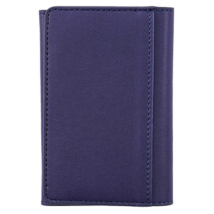 MRC053 Phone Card Holder Four-fold Wallet Magnetic Card Sleeve Pocket Leather Cell Phone Pouch - Dark Purple