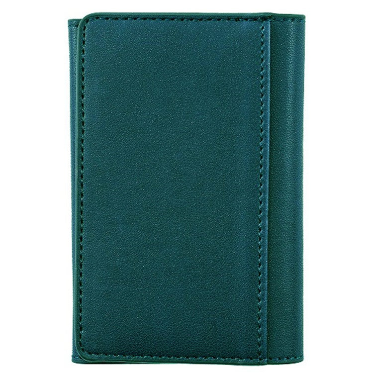 MRC053 Phone Card Holder Four-fold Wallet Magnetic Card Sleeve Pocket Leather Cell Phone Pouch - Blackish Green