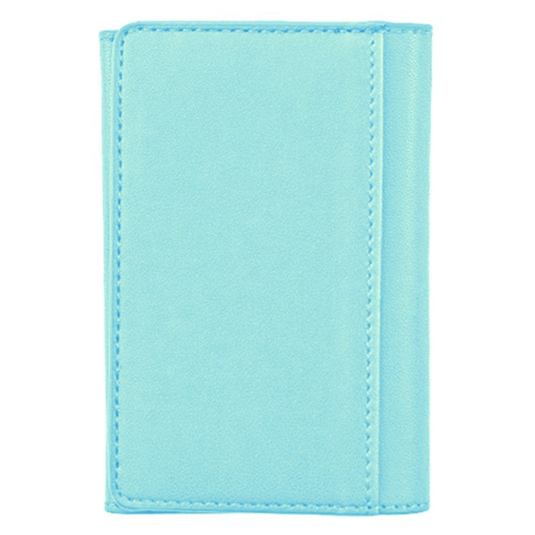 MRC053 Phone Card Holder Four-fold Wallet Magnetic Card Sleeve Pocket Leather Cell Phone Pouch - Sky Blue