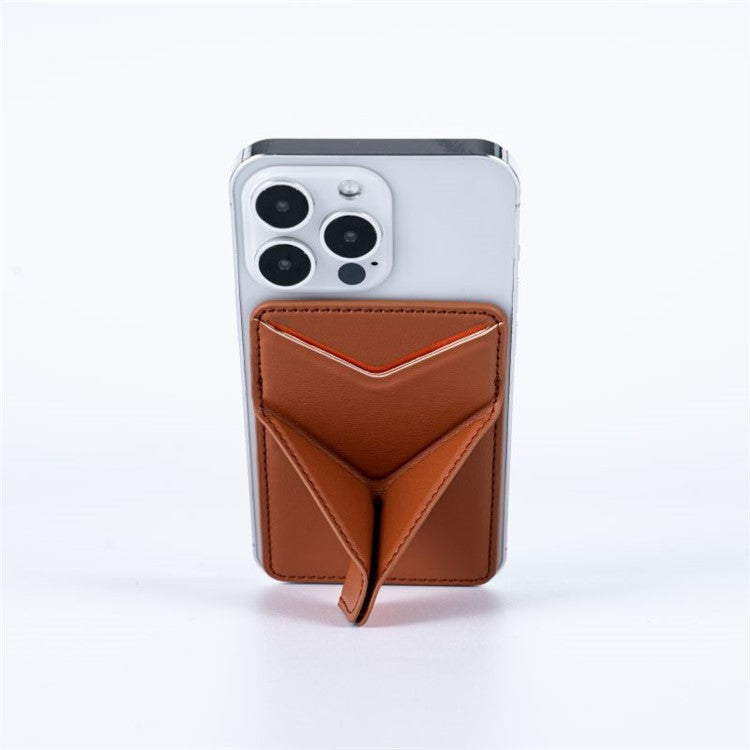 MRC051 Phone Wallet Card Holder Compatible with MagSafe Origami Kickstand - Brown