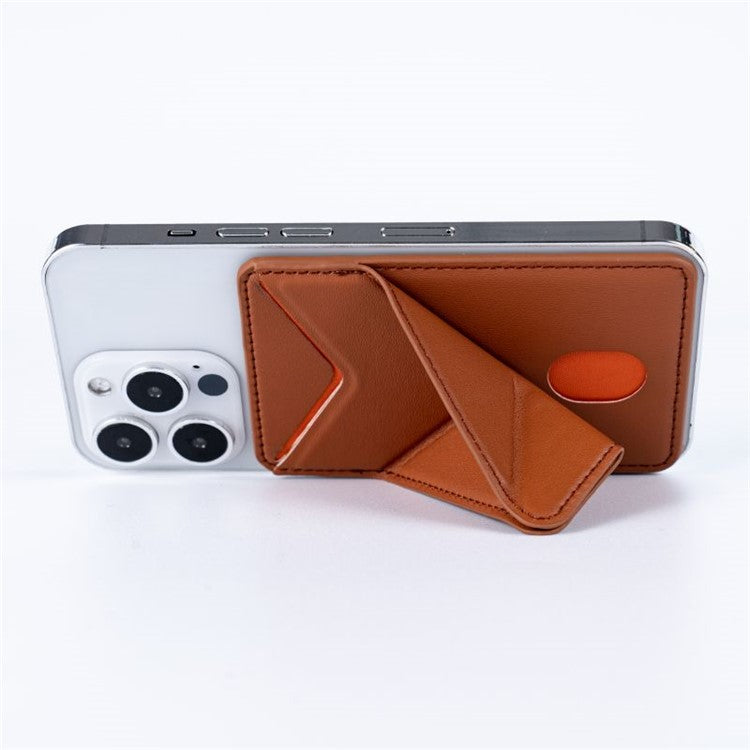 MRC051 Phone Wallet Card Holder Compatible with MagSafe Origami Kickstand - Brown