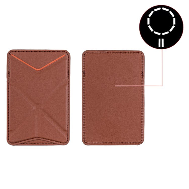 MRC051 Phone Wallet Card Holder Compatible with MagSafe Origami Kickstand - Brown