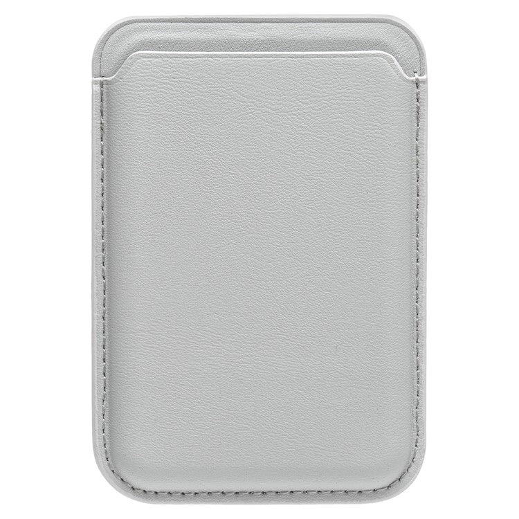 MRC040-2 Magnetic Card Holder Detachable PU Leather Wallet Compatible with MagSafe - Light Grey