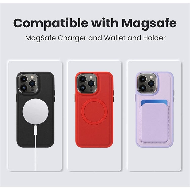 MRC040-2 Magnetic Card Holder Detachable PU Leather Wallet Compatible with MagSafe - Light Grey