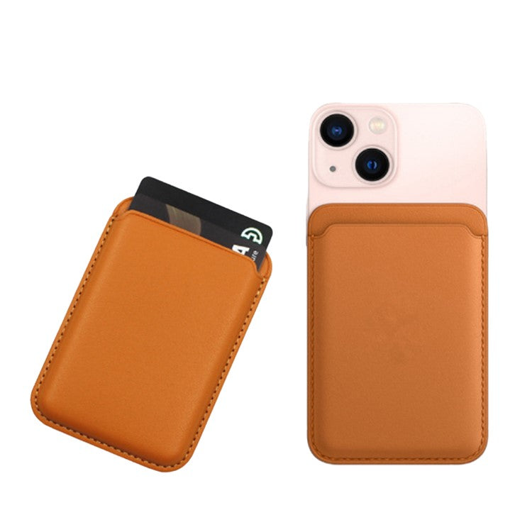 MRC040 Leather Phone Card Holder Compatible with MagSafe Cell Phone Wallet Pocket - Golden Tan