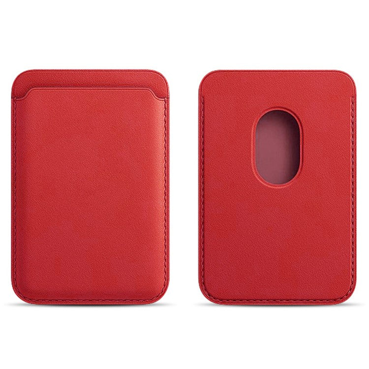 MRC040 Leather Phone Card Holder Compatible with MagSafe Cell Phone Wallet Pocket - Red