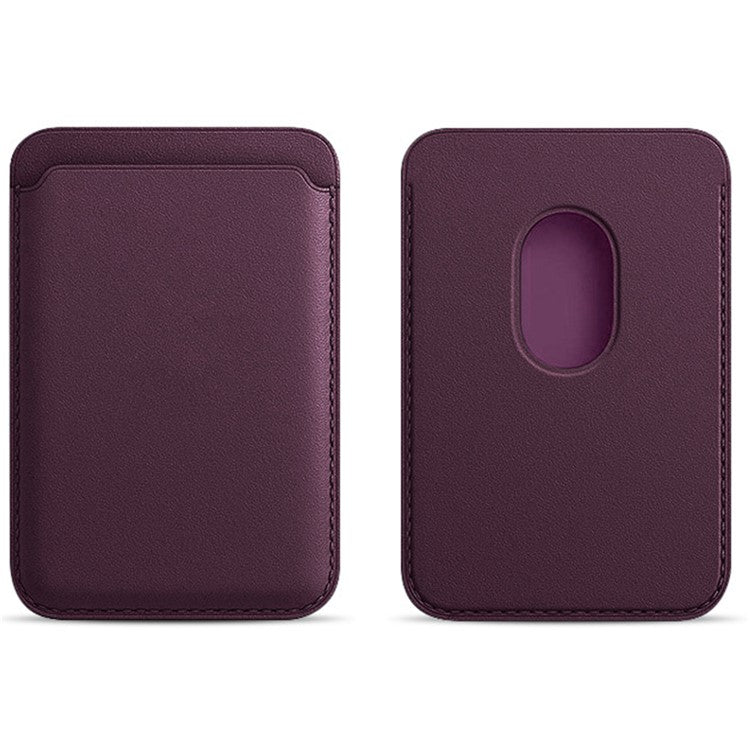 MRC040 Leather Phone Card Holder Compatible with MagSafe Cell Phone Wallet Pocket - Dark Purple