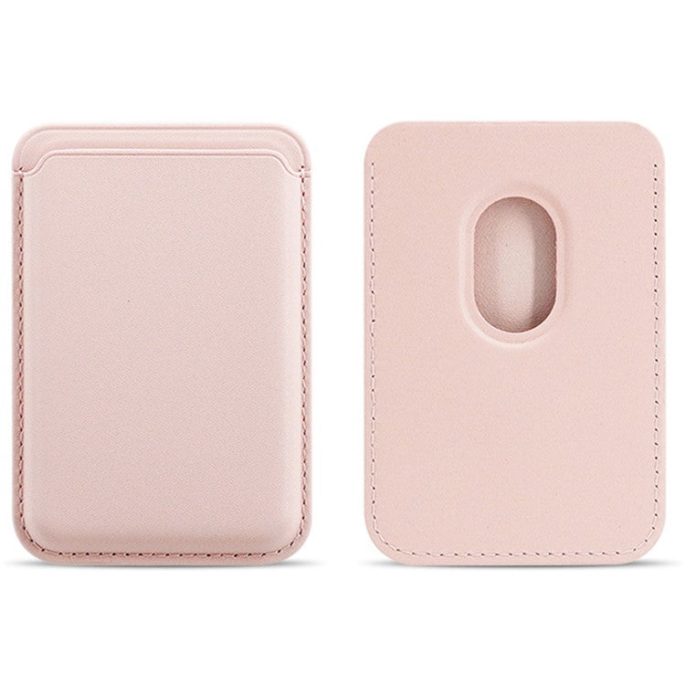 MRC040 Leather Phone Card Holder Compatible with MagSafe Cell Phone Wallet Pocket - Light Pink