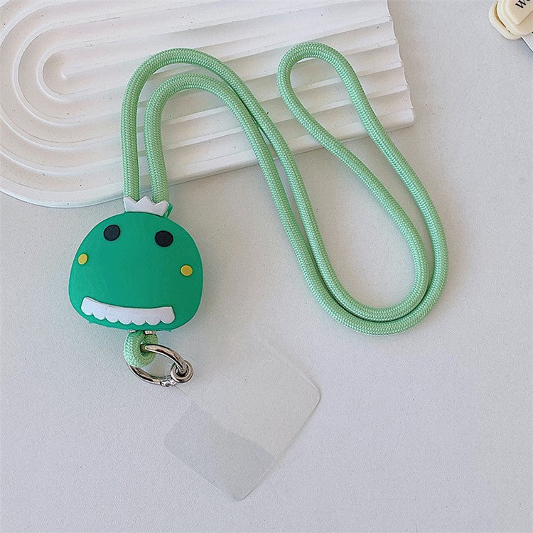 45cm Phone Lanyard Cartoon Pendant Crossbody Rope Neck Strap with Patch - Crown Dinosaur