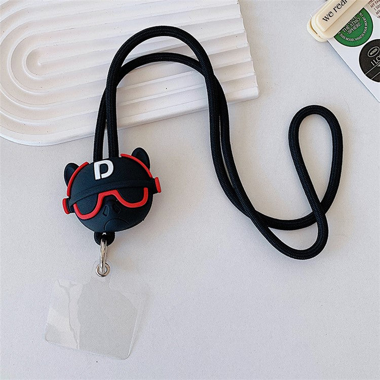 45cm Phone Lanyard Cartoon Pendant Crossbody Rope Neck Strap with Patch - Black+Red Dog