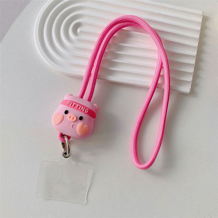 45cm Phone Lanyard Cartoon Pendant Crossbody Rope Neck Strap with Patch - Fitting Pig