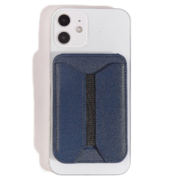 MRC058 Cell Phone Folding Magnetic Kickstand with Card Holder, Elastic A-Model - Blue