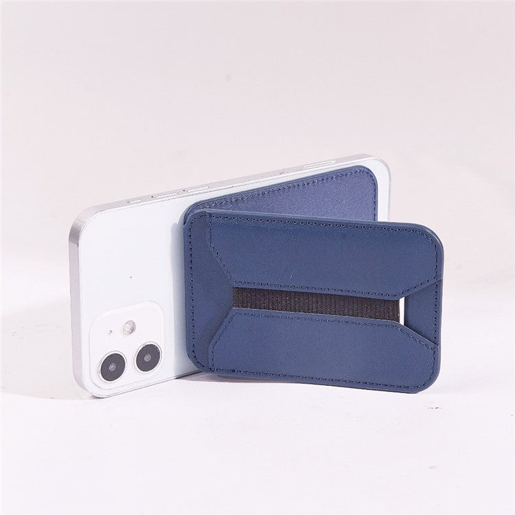 MRC058 Cell Phone Folding Magnetic Kickstand with Card Holder, Elastic A-Model - Blue