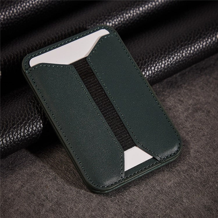 MRC058 Cell Phone Folding Magnetic Kickstand with Card Holder, Elastic A-Model - Green