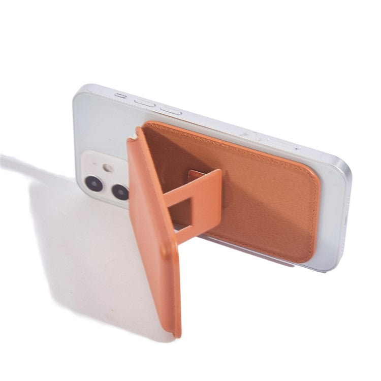 MRC57 A-Model Folding Magnetic Kickstand for Cell Phone Back Stand with Card Holder - Orange