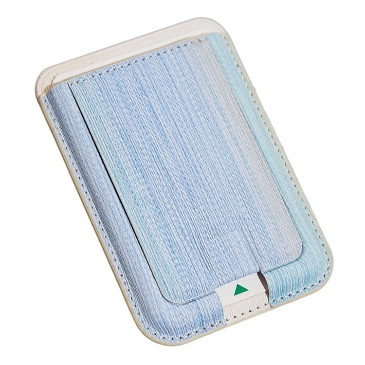 MRC048 Textured Folding Magnetic Kickstand for Smartphone Back Holder with Card Slot - Blue