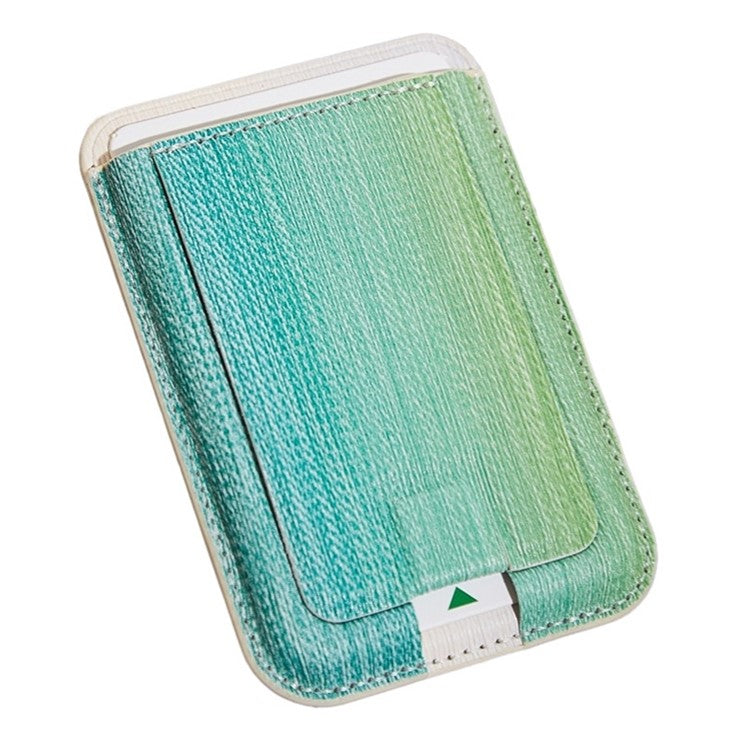 MRC048 Textured Folding Magnetic Kickstand for Smartphone Back Holder with Card Slot - Green