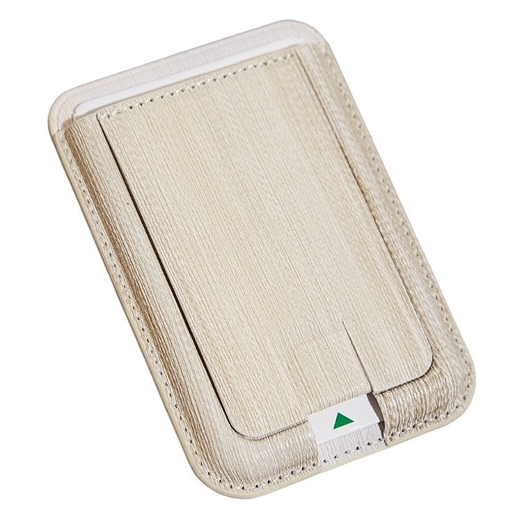 MRC048 Textured Folding Magnetic Kickstand for Smartphone Back Holder with Card Slot - Beige