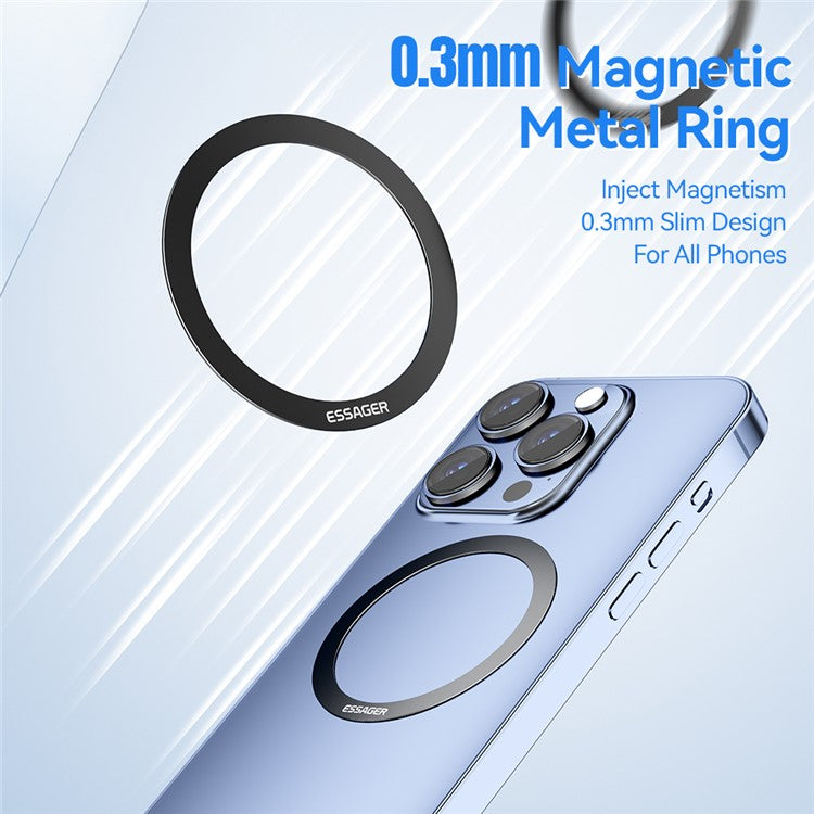 ESSAGER Self-Adhesive Stainless Steel Ring Phone Back Adapter Ring for Magnetic Wireless Charger