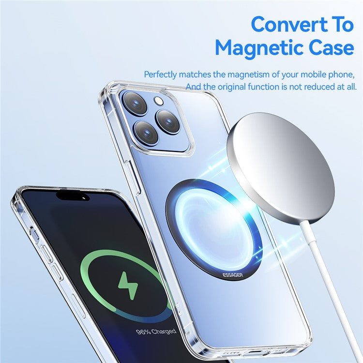 ESSAGER Self-Adhesive Stainless Steel Ring Phone Back Adapter Ring for Magnetic Wireless Charger