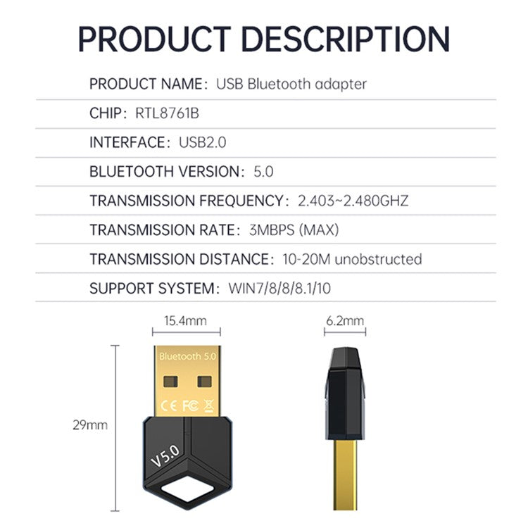 MSD-M25 USB Bluetooth 5.0 Transmitter Receiver Computer Wireless Music Audio Adapter