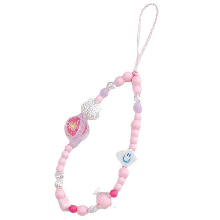 Cute Cartoon Design Beaded Phone Lanyard Bracelet Anti-drop Cellphone Case Pendant - Planet