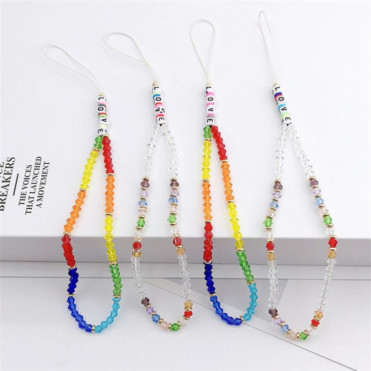 Mobile Phone Anti-drop Beaded Lanyard Hand Rope Cellphone Case Decorative Pendant Bracelet - Red