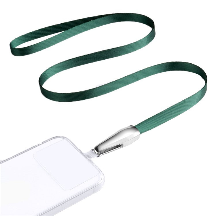 INYUE Woven Shoulder Strap Metal High-speed Rail Hook Design Anti-lost Phone Carrying Lanyard with Transparent TPU Patch - Blackish Green