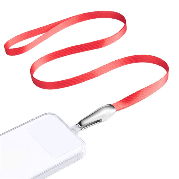 INYUE Woven Shoulder Strap Metal High-speed Rail Hook Design Anti-lost Phone Carrying Lanyard with Transparent TPU Patch - Red